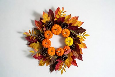 Fall Pumpkin Wreath with Pinecones