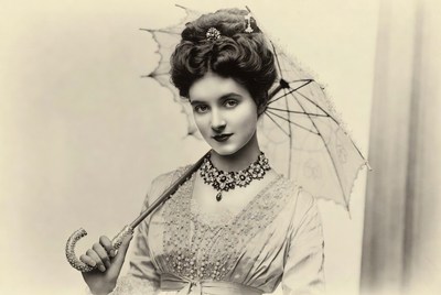 Victorian woman holding parasol