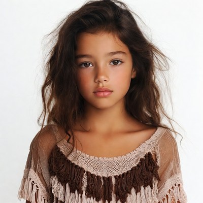 Young girl with wavy brown hair