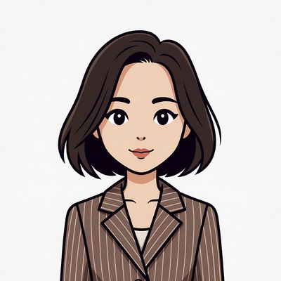Asian woman in pinstripe suit illustration