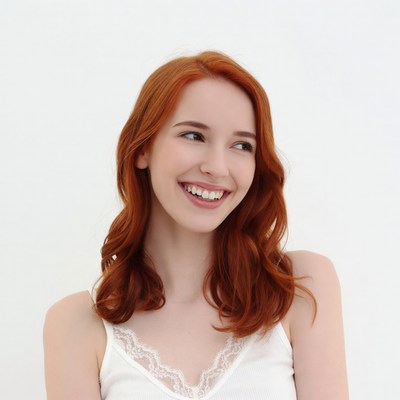 Smiling woman with red hair