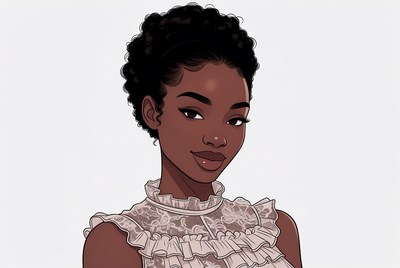 African-American woman in lace blouse