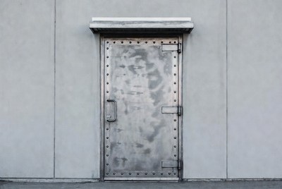 Rivet Metal Door on Gray Wall