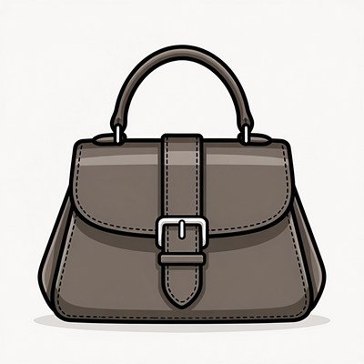 Brown Leather Handbag Illustration