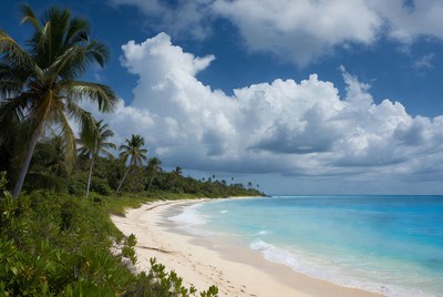 Tropical beach with palm trees