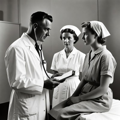 Doctor examining patient with nurse