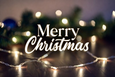 Merry Christmas Text with Lights