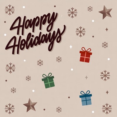 Happy Holidays with Gifts and Snowflakes