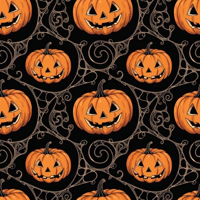 Jack-o-lantern Pumpkins Seamless Pattern