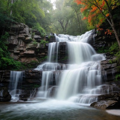 Waterfall cascading over rocky cliffs
