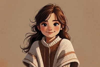 Smiling girl with long brown hair