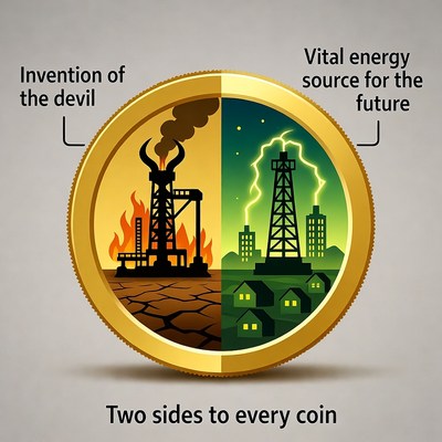 Oil vs Green Energy Coin Illustration