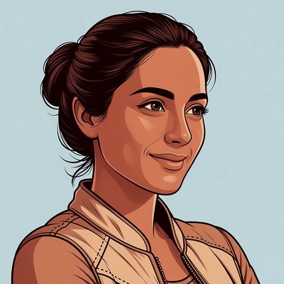 Smiling woman with bun hairstyle