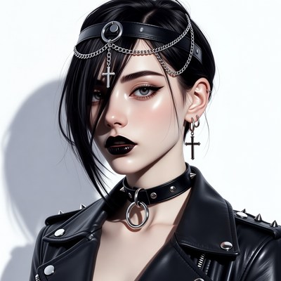 Gothic Woman with Black Leather Jacket