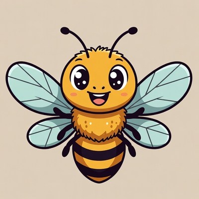 Cute cartoon smiling bee