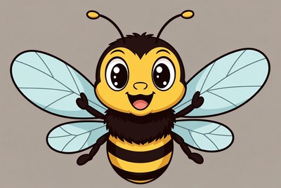Cute cartoon bee smiling
