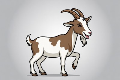 Cartoon brown and white goat