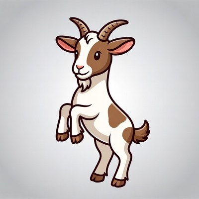 Cute cartoon goat standing