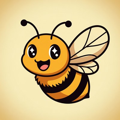 Cute cartoon bee smiling