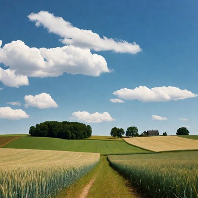 Fields with Path and Farmhouse