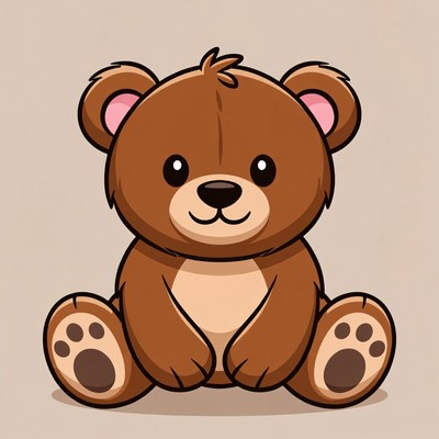 Cute cartoon teddy bear sitting