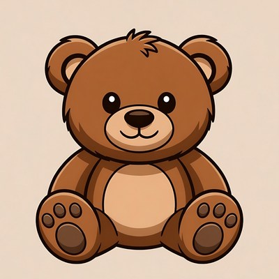 Cute cartoon teddy bear sitting