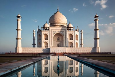 Taj Mahal reflected in pool