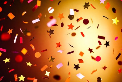 Colorful confetti and stars falling