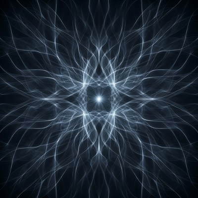 Blue Glowing Lightning Fractal Pattern