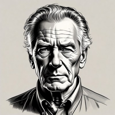 Elderly man portrait illustration