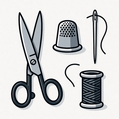 Sewing Tools Clipart Set