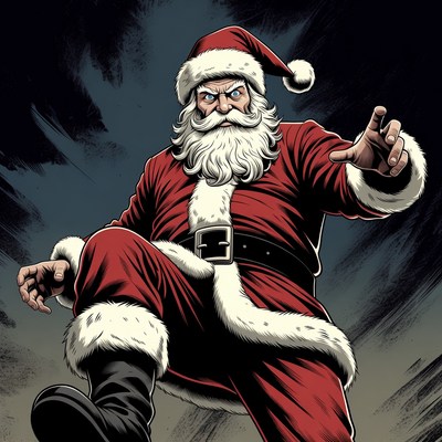 Angry Santa Claus pointing dynamically