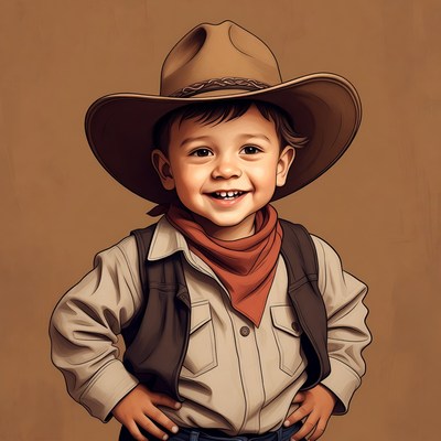 Cowboy boy smiling with hat