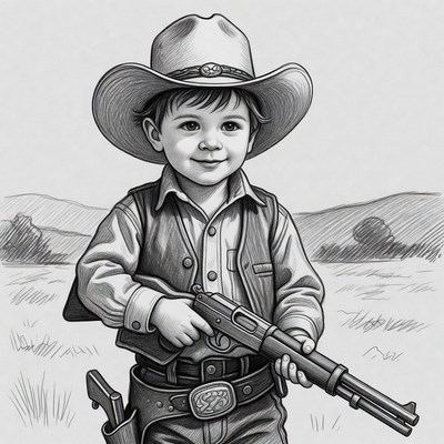 Cowboy boy holding rifle