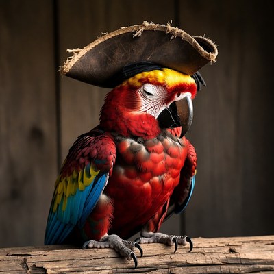 Pirate Parrot Wearing Tricorn Hat