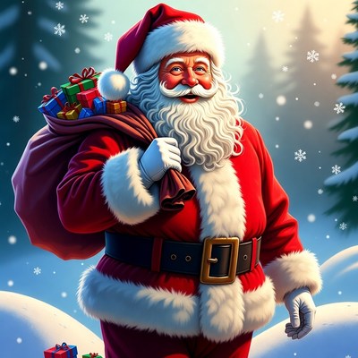 Santa Claus carrying sack of gifts
