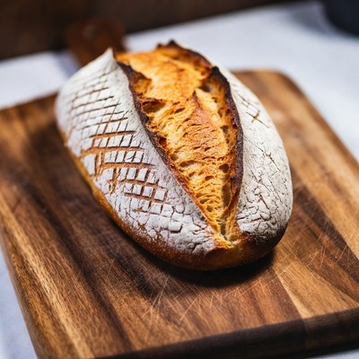 Sliced Artisan Bread on Wooden Board