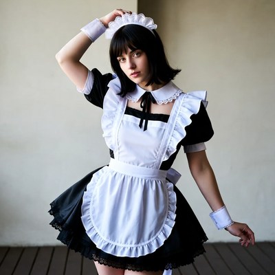 Woman in French maid costume