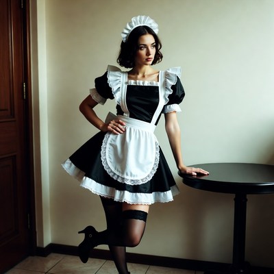 Woman in French maid costume