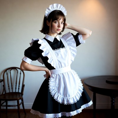 Woman in French maid costume