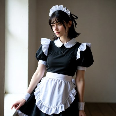 Woman in French maid costume