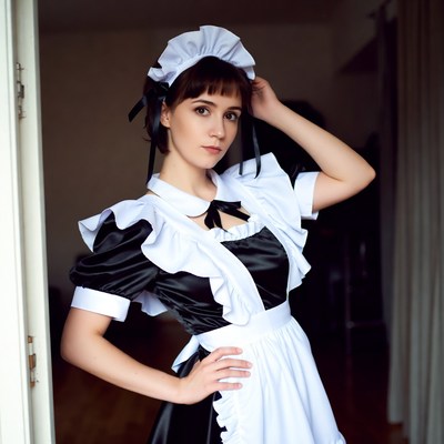 Woman in French maid costume