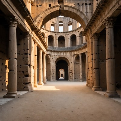 Ruined Roman Colonnade in Sunlight