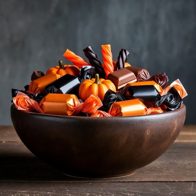 Halloween Candy Bowl with Pumpkins
