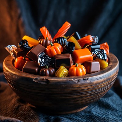 Halloween Candy Bowl with Pumpkins
