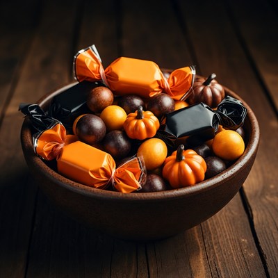 Halloween Candy Bowl with Pumpkins