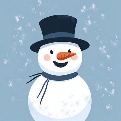 Smiling Snowman with Carrot Nose