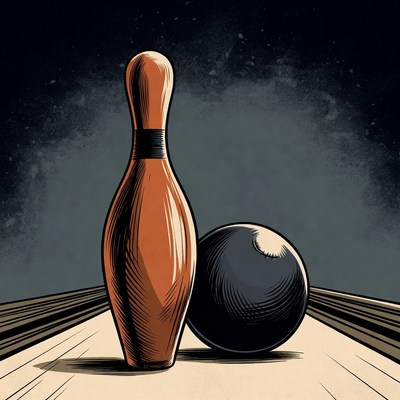 Bowling Pin and Ball on Lane