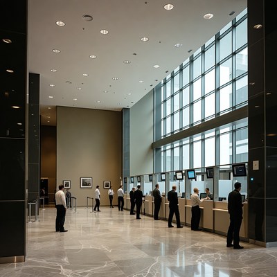 Men queuing at airport check-in counters