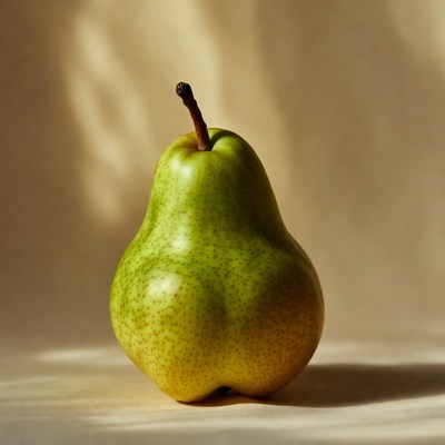 Fresh green pear on beige background